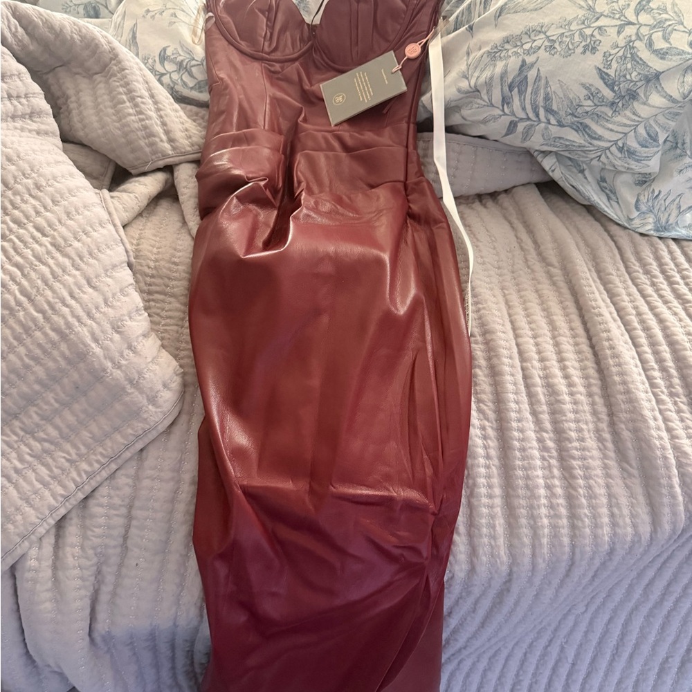 House of CB Strapless Burgundy Dress